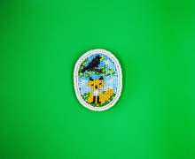 Ворона и Лисица брошь 5см