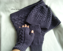 Комплект женский шапка,снуд, митенки.