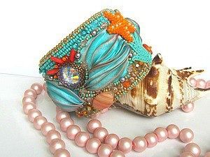 Браслет с шибори лентой и Сваровски