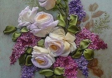 ВЫШИВКА ЛЕНТАМИ — БОЛЬШИЕ РОЗЫ