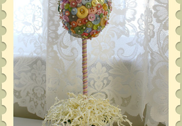 Топиарий  из пуговиц на Пасху своими руками.