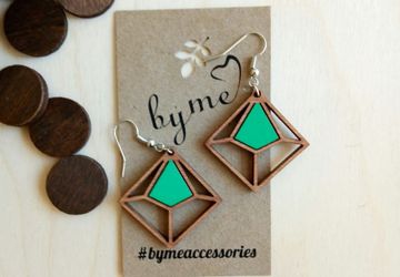 Серьги деревянные "Геометрия"