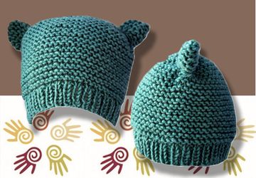 Шапка вязаная, с ушками