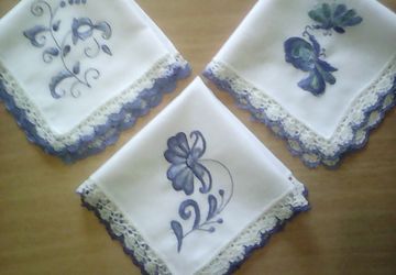 Платочки вышитые "Гжель"