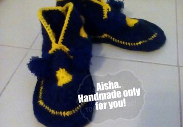 Сапожки вязаные домашние