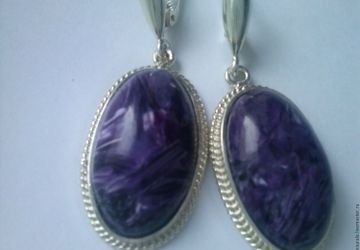 Кольцо Серьги ЧАРОИТ ЗЕРНИСТЫЙ