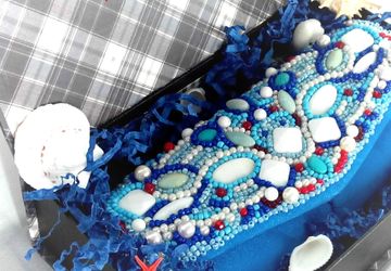 Клатч "Подводный мир", вышитый бисером и натуральными камнями.