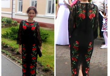 Платье с вышивкой гладью "Гвоздики"