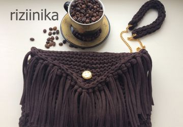 Вязаная сумка из трикотажной пряжи