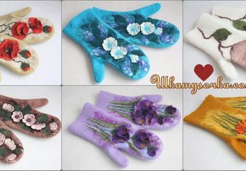 Варежки с цветочным декором.