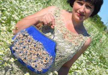 Валяная дамская сумочка " Василек".