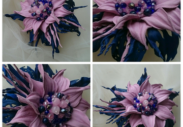 Брошь из натуральной кожи