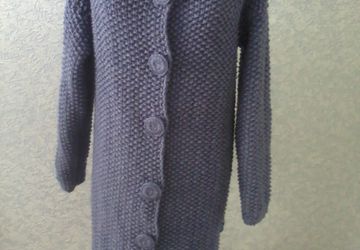 Пальто с объемными цветами, серый джинс