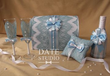 Свадебный набор "Голубое кружево"