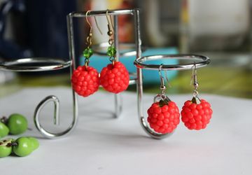 Серьги из полимерной глины "Малинка"