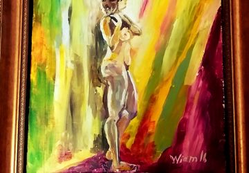 освещенная солнцем девушка,картина