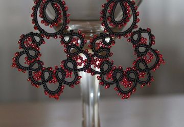 кружевные серьги "хохлома"