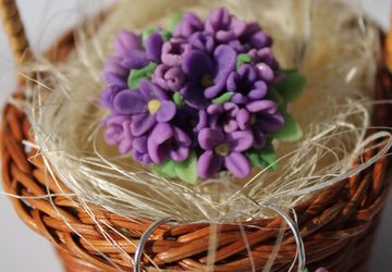 Комплект брош и серьги "Букет сирени"