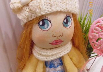 Текстильная, интерьерная кукла по имени Кризанта (Золотой цветок)