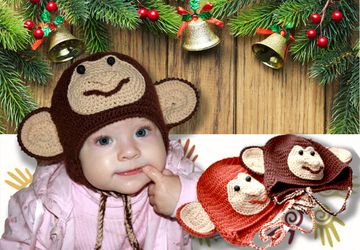 Вязаная шапочка "Обезьянка"