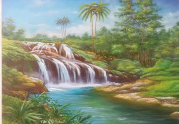 Картина маслом Водопад