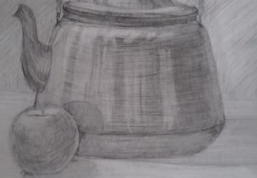 Чайник и яблоко.