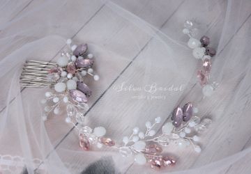 Гребень с веточкой "розовый опал"