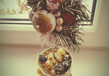 ненужная тара или горшочек макароны и новогодние украшения вуа аля и украшение новогоднее готово