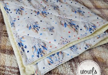 Детское одеяло с принтом "Ловец снов", можно использовать как конверт на выписку