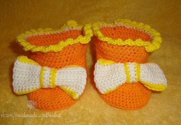 вязаные пинетки ручной работы для девочки 