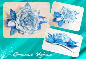 Заколка с цветами, выполненными из фоамирана. Основание заколка-утенок