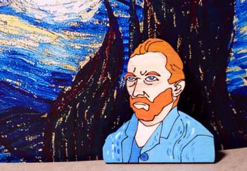 Деревянная брошь "Ван Гог"