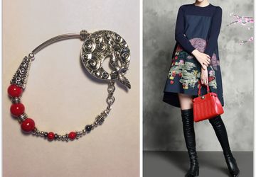 Браслет с тонированным кварцем и гематитом