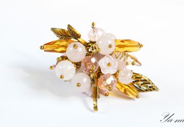 Кольцо с розовым кварцем "Зефир"