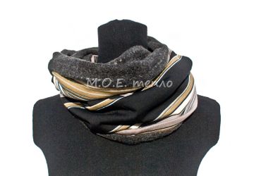 Снуд "Полосатое тепло" (с голубым)