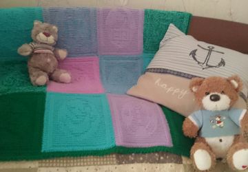 Детский плед, вязание спицами