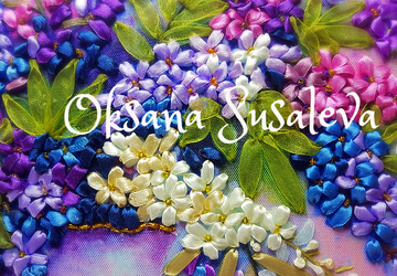 Вышивка лентами. Букет сирени.