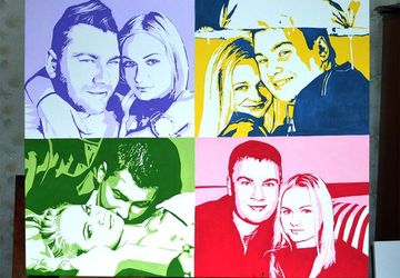 Поп-арт портреты по фото красками/ Pop-art