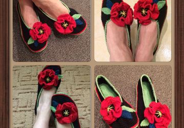 Тапочки балетки вязанные крючком