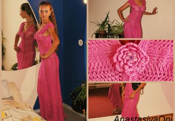 Летнее вязаное платье "Чайная роза"