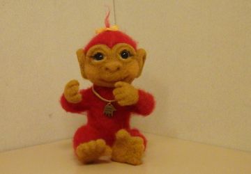 Огненная малышка обезьянка из шерсти