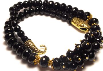 Колье агат чёрный