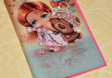 Обложка для паспорта Девочка с мишкой