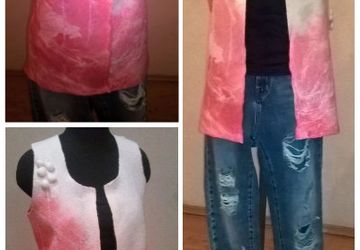 Жилет валяный "Розовый мрамор"