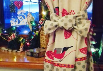 Шторы на кухню "Снегири", на заказ