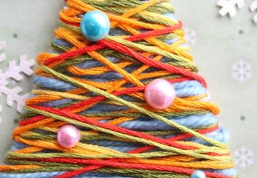 Новогодняя открытка с цветной пряжей!