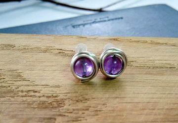 Серьги из нейзильбера с аметистами