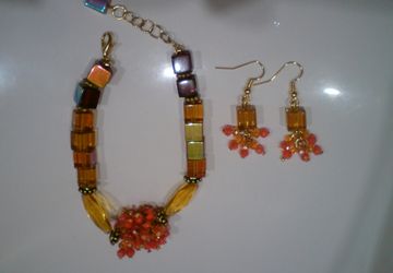 Комплект браслет и серьги "Янтарь"