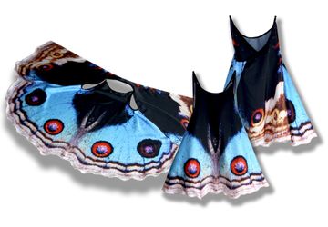 Сарафан, имитирующий крылья бабочки Анютины глазки, фотопринт