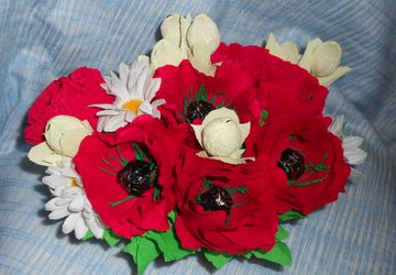 Маки. Букет из конфет.